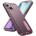 thumbnail image 1 of Allytech Rugged Case Compatible with iPhone 15 Plus with Hidden Kickstand, [Military Grade Drop Protection] Soft TPU Hard PC Bumper Non-Slip Shockproof Full Protective Case, Purple+Pink, 1 of 8