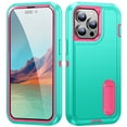 thumbnail image 1 of Allytech Rugged Case Compatible with iPhone 15 Pro Max with Hidden Kickstand, [Military Grade Drop Protection] Soft TPU Hard PC Bumper Non-Slip Shockproof Full Protective Case, Mint+Rose, 1 of 8