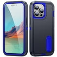 thumbnail image 1 of Allytech Rugged Case Compatible with iPhone 15 Pro Max with Hidden Kickstand, [Military Grade Drop Protection] Soft TPU Hard PC Bumper Non-Slip Shockproof Full Protective Case, Blue+Navy, 1 of 8
