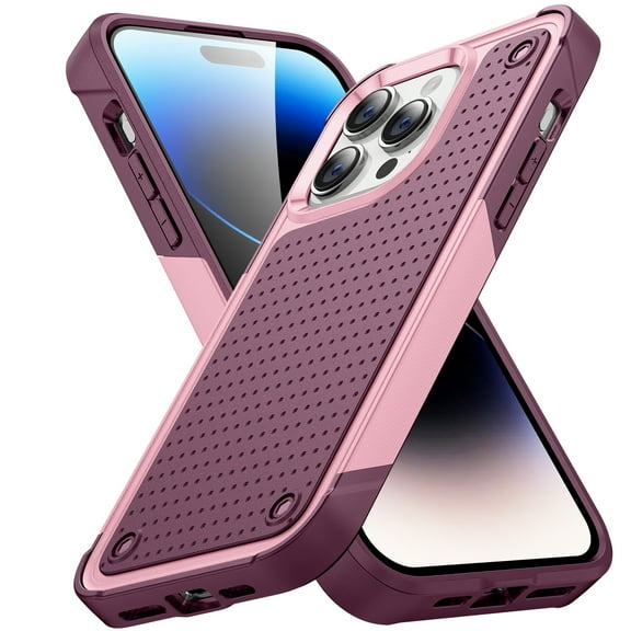 Allytech Rugged Case Cover for Apple iPhone 15 Pro Max, Dual Layers TPU PC Back Cover Anti-Scratch Shockproof Protective Classic Bumper Phone Case for Apple iPhone 15 Pro Max - Rose