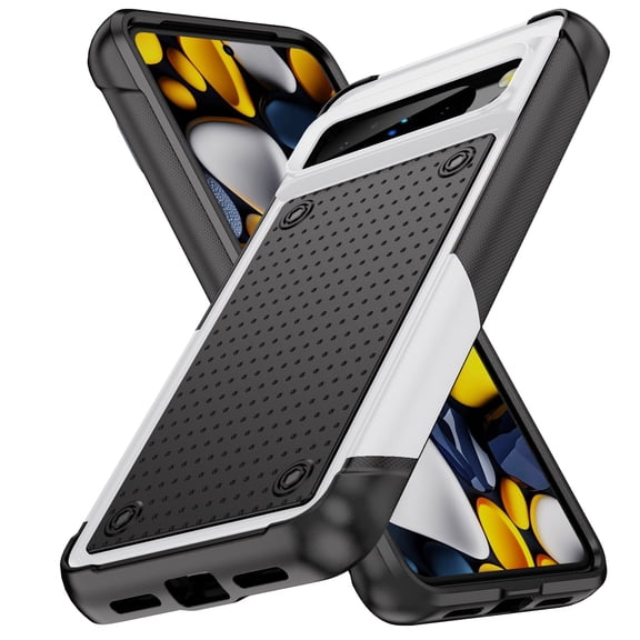 Allytech Rugged Case for Google Pixel 8 Pro, Military Grade Shockproof Protective Bumper Anti-Scratch Dual Layers Phone Case Cover for Google Pixel 8 Pro - White