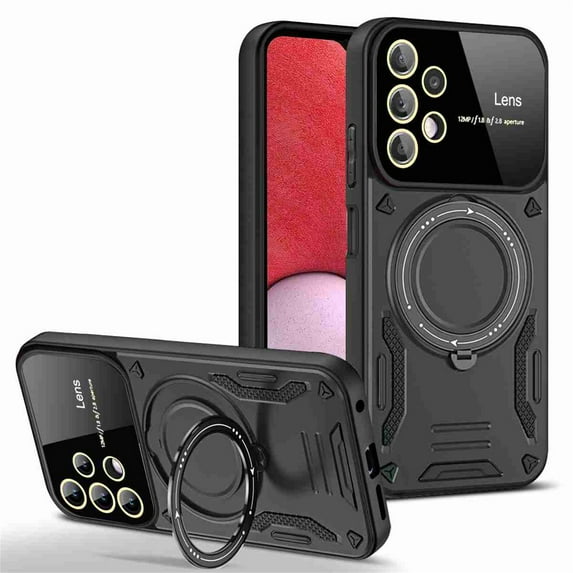 Allytech Rugged Case for Samsung Galaxy S23 FE, Mangetic Case Compatible Magsafe Wireles Charging Support Ring Holder Stand Shockproof Back Cover Case for Galaxy S23 FE - Black