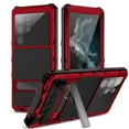 thumbnail image 1 of Allytech Rugged Case for Samsung Galaxy S23 Ultra, Luxury Hybrid Heavy Duty Protective Case with Hidden Stand & Screen Protector, Wireless Charging Shockproof Anti-Fall Metal Frame Case, Red, 1 of 9