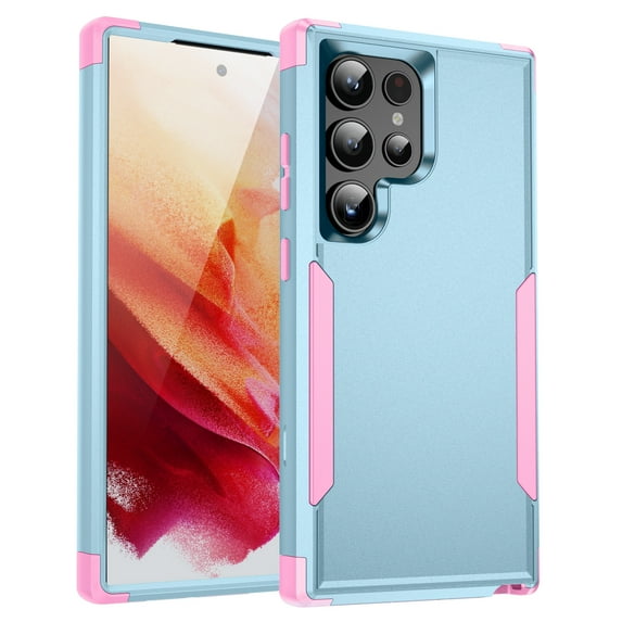 Allytech Rugged Case for Samsung Galaxy S25 Ultra, Military Grade Shockproof Bumper Hybrid PC Back Cover Anti-Scratch Lightweight Phone Case for Galaxy S25 Ultra - Green+Pink