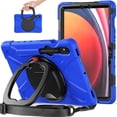 thumbnail image 1 of Allytech Rugged Case for Samsung Galaxy Tab S9 FE/S9/S8/S7 11 Inch Tablet, 360 Rotating Stand Shoulder Strap Shocproof Protective Lightweight Kids Friendly Anti-Scratch Bumper Case Cover - Blueblack, 1 of 10