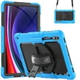thumbnail image 1 of Allytech Rugged Case for Samsung Galaxy Tab S9 Ultra 14.6 Inch SM-X910 X916B, With Build in Screen Protector 360 Rotating Stand Shockproof Shoulder Strap - Lightblue, 1 of 11