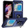 thumbnail image 1 of Allytech Rugged Case for Samsung Galaxy Z Flip6, Military Grade Protection Shockproof Cover with Metal Rotatable Ring Stand, Magnetic Car Mount Holder Case for Samsung Galaxy Z Flip6 - Blue, 1 of 8
