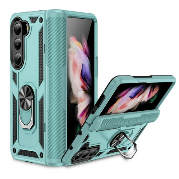 Allytech Rugged Case for Samsung Galaxy Z Fold 7, Military Grade Protection Shockproof Cover with Metal Rotatable Ring Stand, Magnetic Car Mount Holder Case for Samsung Galaxy Z Fold 7, Green
