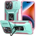 thumbnail image 1 of Allytech Rugged Case for iPhone 13, [Slide Camera Cover] [360° Rotating Kickstand] [Military Protection] [Magnetic Car Mount] Non-Slip Anti-Scratch Shockproof Heavy Duty Case - Mint, 1 of 8