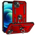 thumbnail image 1 of Allytech Rugged Case for iPhone 15, Military Grade Protection Shockproof Non-Slip Cover with Metal Rotatable Ring Stand, Magnetic Car Mount Holder Fashion Case for iPhone 15 - Red, 1 of 6