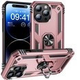 thumbnail image 1 of Allytech Rugged Case for iPhone 15 Pro, Military Grade Protection Shockproof Non-Slip Cover with Metal Rotatable Ring Stand, Magnetic Car Mount Holder Fashion Case for iPhone 15 Pro - Rosegold, 1 of 7