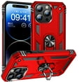 thumbnail image 1 of Allytech Rugged Case for iPhone 15 Pro, Military Grade Protection Shockproof Non-Slip Cover with Metal Rotatable Ring Stand, Magnetic Car Mount Holder Fashion Case for iPhone 15 Pro - Red, 1 of 7
