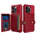 thumbnail image 1 of Allytech Rugged Case for iPhone 15 Pro Support Magnetic Car Mount, Premium PU Leather Flip Card Cash Holder Pocket Shockproof Anti-Fall Back Case for iPhone 15 Pro - Red, 1 of 6