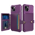 thumbnail image 1 of Allytech Rugged Case for iPhone 15 Support Magnetic Car Mount, Premium PU Leather Flip Card Cash Holder Pocket Shockproof Anti-Fall Back Case for iPhone 15 - Purple, 1 of 7