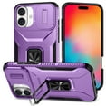 thumbnail image 1 of Allytech Rugged Case for iPhone 16 Plus, [Slide Camera Cover] [360° Rotating Kickstand] [Military Protection] [Magnetic Car Mount] Non-Slip Anti-Scratch Shockproof Heavy Duty Case - Purple, 1 of 8