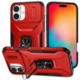thumbnail image 1 of Allytech Rugged Case for iPhone 16, [Slide Camera Cover] [360° Rotating Kickstand] [Military Protection] [Magnetic Car Mount] Non-Slip Anti-Scratch Shockproof Heavy Duty Case - Red, 1 of 8