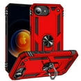 thumbnail image 1 of Allytech Rugged Case for iPhone 16e, Military Grade Protection Shockproof Non-Slip Cover with Metal Rotatable Ring Stand, Magnetic Car Mount Holder Fashion Case for iPhone 16e - Red, 1 of 7