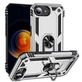 thumbnail image 1 of Allytech Rugged Case for iPhone 16e, Military Grade Protection Shockproof Non-Slip Cover with Metal Rotatable Ring Stand, Magnetic Car Mount Holder Fashion Case for iPhone 16e - Silver, 1 of 7