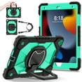 thumbnail image 1 of Allytech Rugged Shockproof Case for Apple iPad 10.2" 9th 8th 7th Generation 2021/2020/2019, 360 Rotating Stand Shoulder Strap Bumper Anti-Scratch Kids Friendly Case Cover for iPad 10.2", Black+Mint, 1 of 9