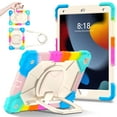 thumbnail image 1 of Allytech Rugged Shockproof Case for Apple iPad 10.2" 9th 8th 7th Generation 2021/2020/2019, 360 Rotating Stand Shoulder Strap Bumper Anti-Scratch Kids Friendly Case Cover for iPad 10.2", Rainbow Blue, 1 of 9