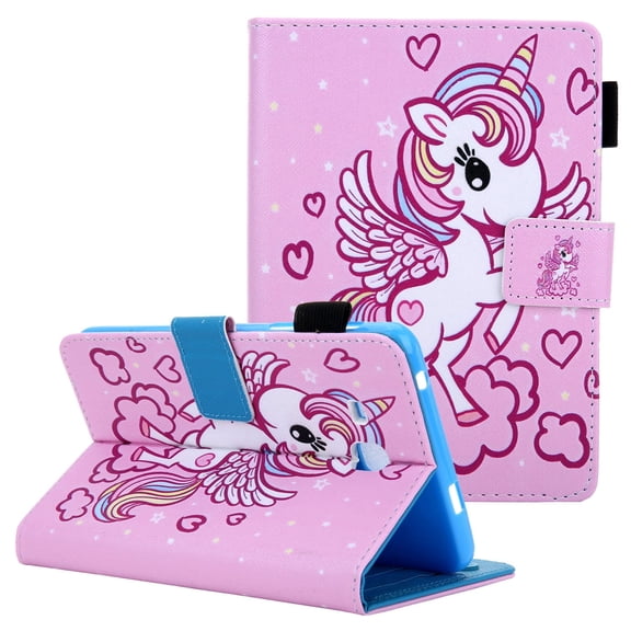 Allytech SM-T280 / T285 Case, Galaxy Tab A 7.0 Case, Slim Lightweight Shockproof Kickstand Pencil Holder Full Protective Case Cover for Girls Women Shell for Samsung Galaxy Tab A 7.0, Flying Unicorn