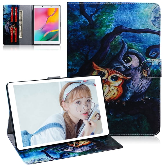 Allytech SM-T290 Case for Galaxy Tab A 8.0 2019, T290 T295 Case, Slim Fit Shockproof PU Leather Stand Cover for Girls Women Cards Holder Wallet Case for Samsung Galaxy Tab A 8.0 T290,Owl