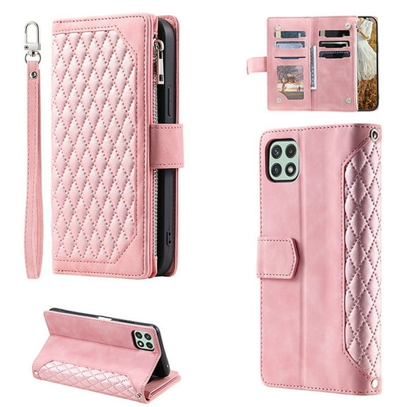 Allytech for Samsung A22 Case 4G, Premium Folio PU Leather Zipper Wallet Card Slots Crossbody with Shoulder/Wrist Strap Magnetic Flip Holder Phone Cover For Samsung Galaxy A22 4G,
Rosegold