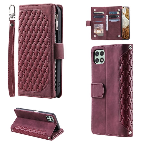 Allytech for Samsung A22 Case 4G, Premium Folio PU Leather Zipper Wallet Card Slots Crossbody with Shoulder/Wrist Strap Magnetic Flip Holder Phone Cover For Samsung Galaxy A22 4G,
Winered