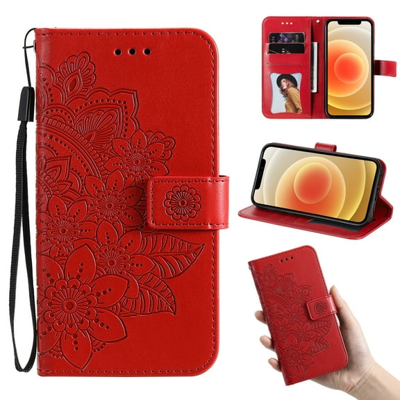 Allytech for Samsung A32 4G Case[Not 5G Version], Galaxy A32 4G Cover, Soft PU Leather Wallet Case with Card Holder Lanyard Magnetic Snap Flip Stand Case for Samsung Galaxy A32 4G, Red
