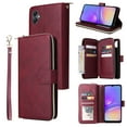 thumbnail image 1 of Allytech Samsung Galaxy A05 Wallet Case with 9 Card Slots & Zipper Pouch for Women Men, Magnetic Closure Kickstand Durable PU Leather Wristlet Strap Folio Flip Luxury Cover - Winered, 1 of 8