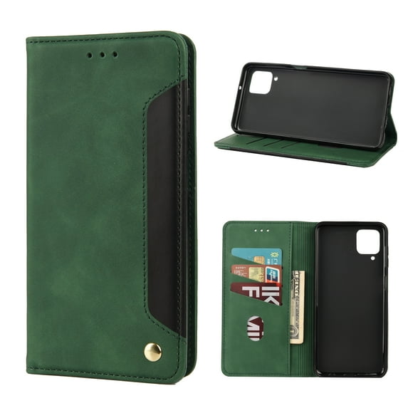 Allytech Samsung Galaxy A12 5G Case, Slim Fit PU Leather Folio Stand Shockproof Anti-scratch Cards Holder Protective Wallet TPU Case Cover for Samsung Galaxy A12 5G Phone, Green