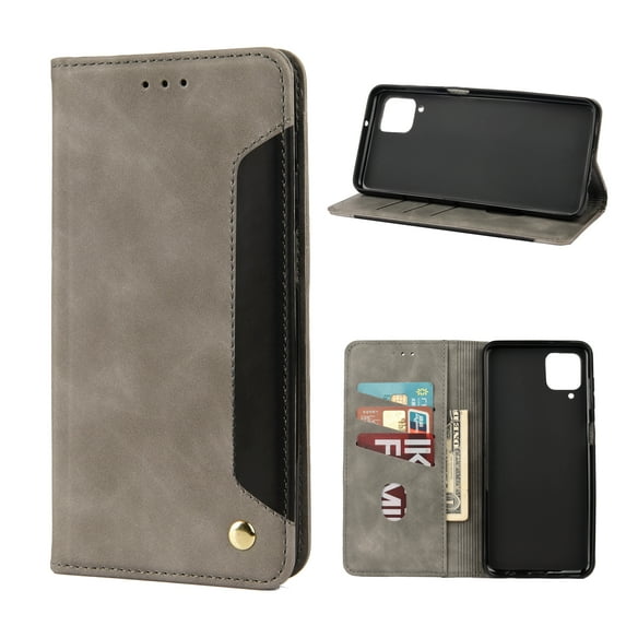 Allytech Samsung Galaxy A12 5G Case, Slim Fit PU Leather Folio Stand Shockproof Anti-scratch Cards Holder Protective Wallet TPU Case Cover for Samsung Galaxy A12 5G Phone, Gray