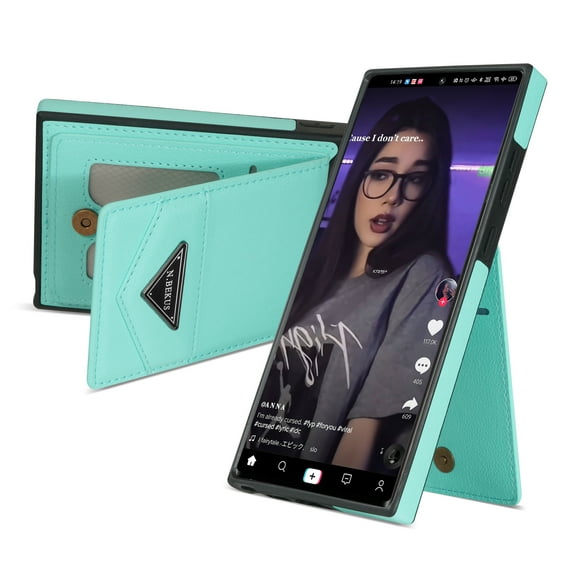 Allytech for Samsung Galaxy A13 4G Wallet Case, Upgraded Retro PU Leather TPU Stand Shockproof Anti-Scratch Slim Fit Shell for Girls Women Men Wallet Case Cover for Samsung Galaxy A13 4G - Mint