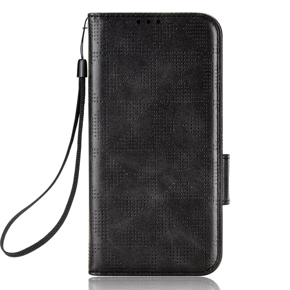 Allytech For Samsung Galaxy A13 5G 360 Protection Case,Luxury Embossed Triangle Design Shockproof PU Leather Magnetic Closure Flip Stand Wallet Cover with Wrist Strap.Black