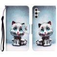 thumbnail image 1 of Allytech for Samsung Galaxy A13 5G Case 3D Effect Creative Pattern Design Cover PU Leather Flip Notebook Magnetic Wallet Case with Wrist Strap Stand Case for Galaxy A13 5G, Blue Eyes Cat, 1 of 7