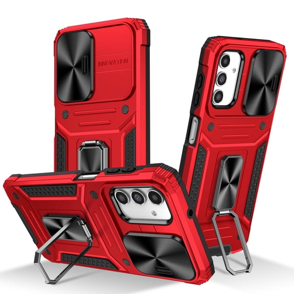 Allytech for Samsung Galaxy A13 5G Case with Camera Lens Protector, Full Body Shockproof Rugged Hybrid PC TPU Bumper Kickstand Slim Case Phone Cover for Samsung Galaxy A13 5G - Red