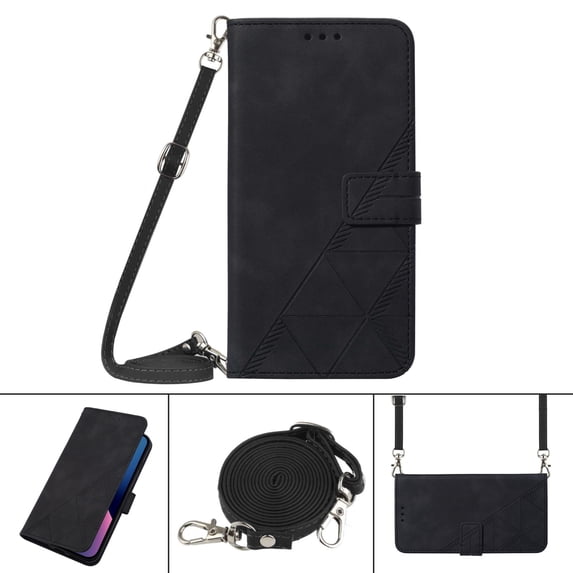 Allytech for Samsung Galaxy A13 5G Slim Wallet Case with Detachable Shoulder Strap,Durable PU Leather Drop Protection Magnetic Flip Stand Card Slots Crossbody Phone Cover,Black