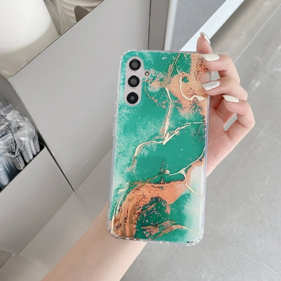 Allytech for Samsung Galaxy A14 5G Marble Case Cover, Ultra Slim Fit Shockproof Chic Back Cover for Girls Women Anti-Scratch Bumper Phone Case for Samsung Galaxy A14 5G - Green Marble