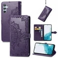 thumbnail image 1 of Allytech for Samsung Galaxy A16 5G Wallet Case, Luxury PU Leather with Embossed Pattern, Magnetic Clasp Kickstand Card Cash Slots Shockproof Slim Flip Case with Hand Strap for Women Men - Purple, 1 of 6
