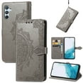 thumbnail image 1 of Allytech for Samsung Galaxy A16 5G Wallet Case, Luxury PU Leather with Embossed Pattern, Magnetic Clasp Kickstand Card Cash Slots Shockproof Slim Flip Case with Hand Strap for Women Men - Gray, 1 of 6