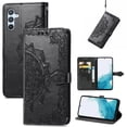 thumbnail image 1 of Allytech for Samsung Galaxy A16 5G Wallet Case, Luxury PU Leather with Embossed Pattern, Magnetic Clasp Kickstand Card Cash Slots Shockproof Slim Flip Case with Hand Strap for Women Men - Black, 1 of 6
