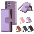 thumbnail image 1 of Allytech Samsung Galaxy A16 5G Wallet Case, Luxury PU Leather Stand Magnetic Clasp Cover with Wristlet & Shoulder Strap & Card Slots, Zipper Pocket Shockproof Anti-Fall Protective Case, Lavender, 1 of 9