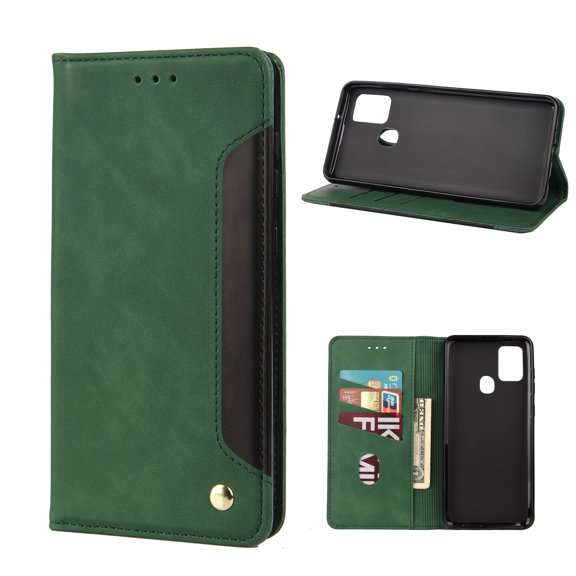 Allytech Samsung Galaxy A21S Case [NOT for A21], Slim Fit PU Leather Folio Stand Shockproof Anti-scratch Cards Holder Protective Wallet TPU Case Cover for Samsung Galaxy A21S Phone, Green
