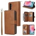 thumbnail image 1 of Allytech Samsung Galaxy A24 4G Wallet Case with 9 Card Slots & Zipper Pouch for Women Men, Magnetic Closure Kickstand Durable PU Leather Wristlet Strap Folio Flip Luxury Cover - Brown, 1 of 8