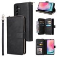thumbnail image 1 of Allytech Samsung Galaxy A24 4G Wallet Case with 9 Card Slots & Zipper Pouch for Women Men, Magnetic Closure Kickstand Durable PU Leather Wristlet Strap Folio Flip Luxury Cover - Black, 1 of 8