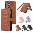 thumbnail image 1 of Allytech Samsung Galaxy A26 5G Wallet Case, Luxury PU Leather Stand Magnetic Clasp Cover with Wristlet & Shoulder Strap & Card Slots, Zipper Pocket Shockproof Anti-Fall Protective Case, Brown, 1 of 9
