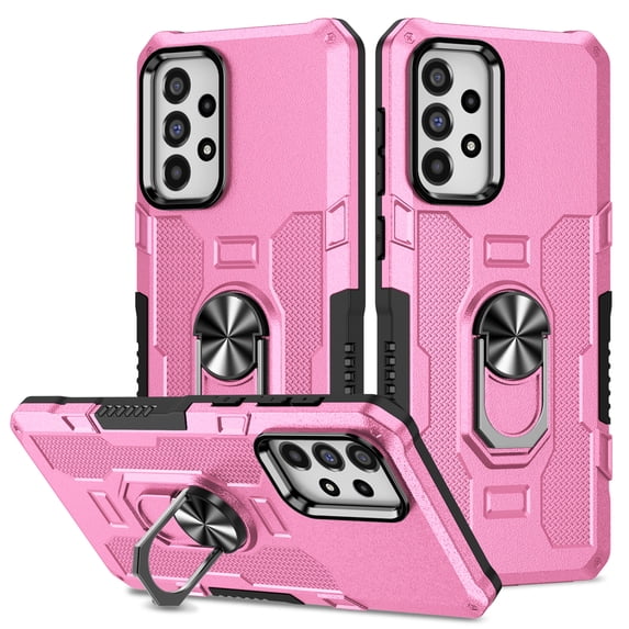 Allytech for Samsung Galaxy A33 5G Case, Ring Holder Kickstand Anti-Fingerprint Non-slip Anti-Drop Heavy Duty Corner Protection Defender Rugged Cover Case for Samsung A33 5G Phone 6.4" 2022, Pink