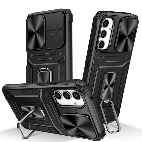 Allytech for Samsung Galaxy A34 5G Case with Camera Lens Protector, Full Body Shockproof Rugged Hybrid PC TPU Bumper Kickstand Slim Case Phone Cover for Samsung Galaxy A34 5G - Black