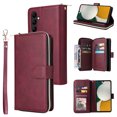 thumbnail image 1 of Allytech Samsung Galaxy A34 Wallet Case with 9 Card Slots & Zipper Pouch for Women Men, Magnetic Closure Kickstand Durable PU Leather Wristlet Strap Folio Flip Luxury Cover - Winered, 1 of 8