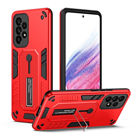 Allytech for Samsung Galaxy A52 5G/4G Phone Case, Drop Protection Non-Slip Fall-Proof Anti-Fingerprint Flexible Finger Ring Buckle Kickstand Rugged Heavy Duty Phone Cover for Samsung A52, Red
